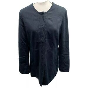 Coldwater Creek Jacket Pockets Navy Blue Snaps Size 8